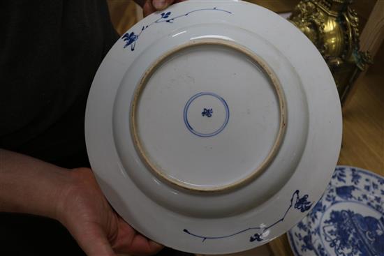 A pair of Chinese plates and one other largest diam. 31cm